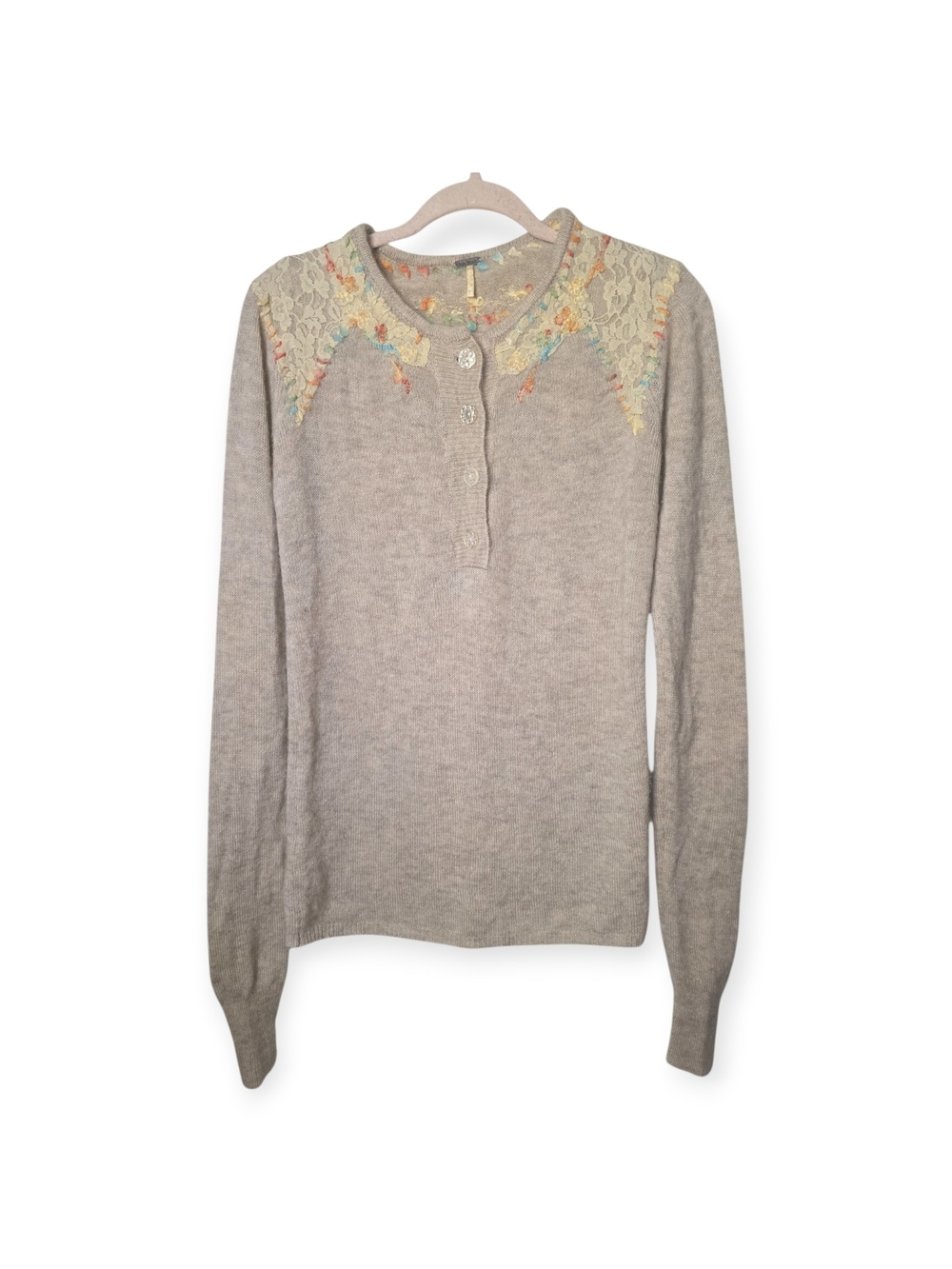 Women's Free People soft wool, embroidered sweater, size small